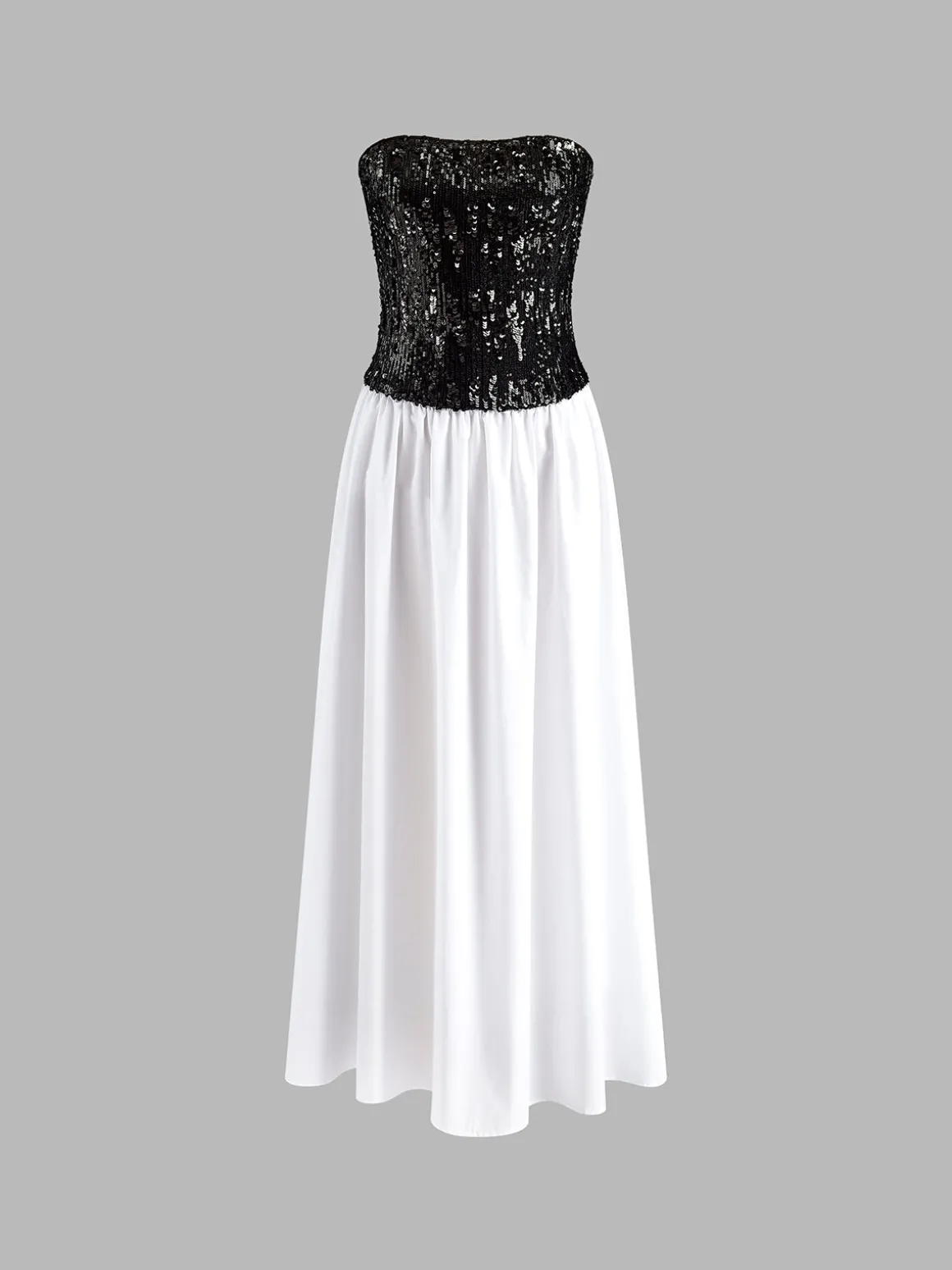 Pleated Sequins Tube Long Dress