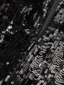 Pleated Sequins Tube Long Dress
