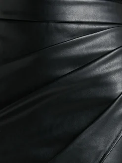 Pleated Split PU Leather Skirt