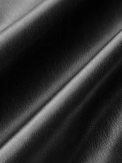 Pleated Split PU Leather Skirt