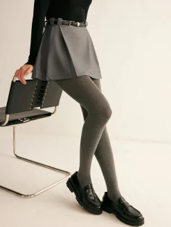 Pleated Suit Mini Skirt Without Belt