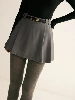 Pleated Suit Mini Skirt Without Belt
