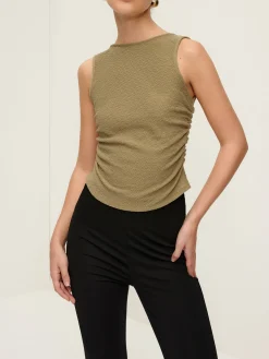 Pleated Tie Back Plisse Tank Top