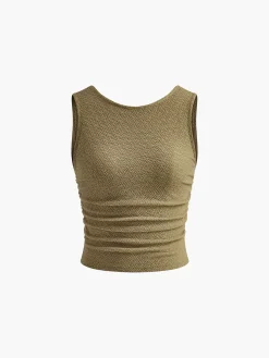 Pleated Tie Back Plisse Tank Top