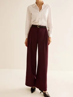 Pleated Wide Leg Pants Without Belt