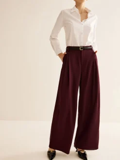 Pleated Wide Leg Pants Without Belt