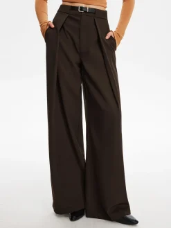 Pleated Wide-Leg Pants With Belt