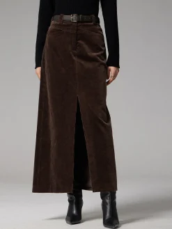 Pockets Corduroy Slit Maxi Skirt