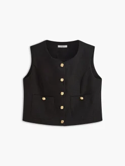 Pockets Golden Button Vest