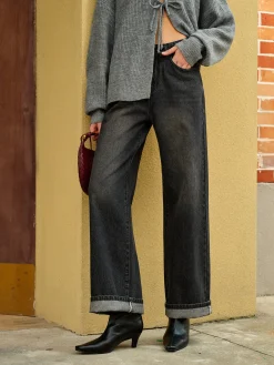 Pockets Straight Denim Pants