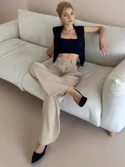 Pockets Wide Leg Pants