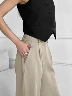 Pockets Wide Leg Pants