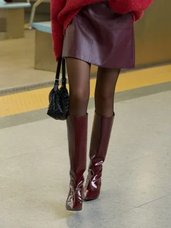 Pointed Toe Kitten Knee High Boots