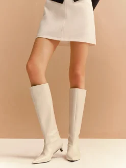 Pointed Toe Kitten Knee High Boots