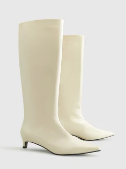 Pointed Toe Kitten Knee High Boots