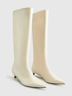 Pointed Toe Kitten Knee High Boots