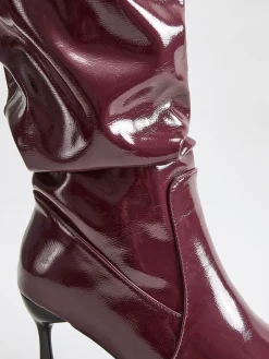 Pointed Toe Pleated Knee-High Boots