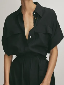 Polo Pockets Tied Midi Dress