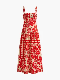 Print Backless Cami Long Dress