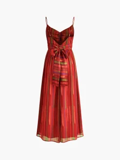 Print Backless Cami Midi Dress