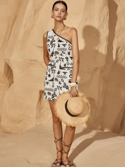 Print Contrast Trim Asymmetrical Dress