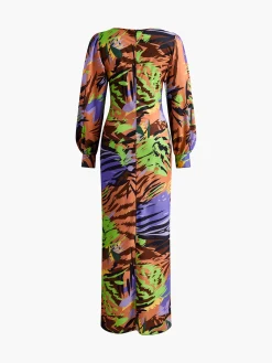 Print Cutout Zipper Dress