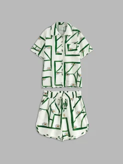Print Drawstring Shorts Set