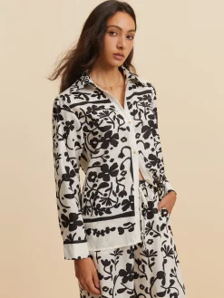 Print Drawstring Wide Leg Pants Set
