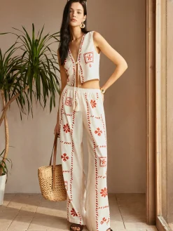 Print Knotted Tassel Pants Set