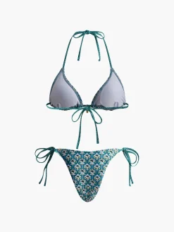 Print Lace Up Bikini Set