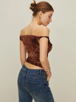 Print Off-Shoulder Tank Top
