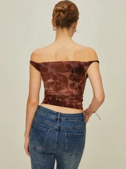Print Off-Shoulder Tank Top
