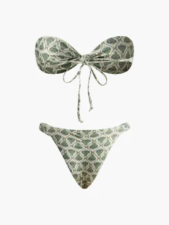 Print Strapless Bikini Set
