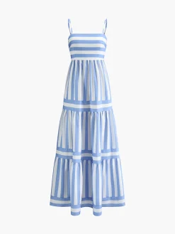 Printed backless pockets long dress