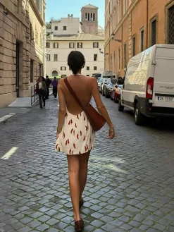 Printed Backless Short Dress