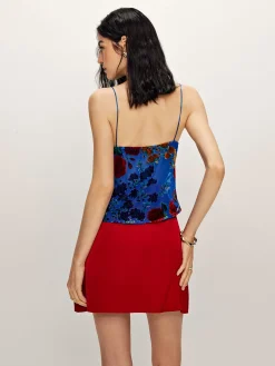 Printed Lace Up Cami Top