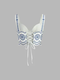 Printed Sleeveless Tie Back Skirt Set
