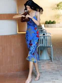 Printed Spaghetti Strap Midi Dress