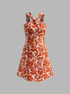 Printed Strap Short Dress