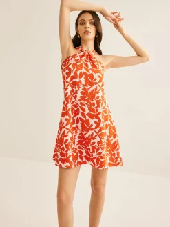 Printed Strap Short Dress
