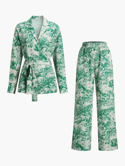Printed Tie Up Pants Set