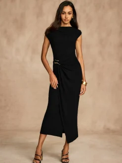 Pure Cotton Cap Sleeve Draped Dress