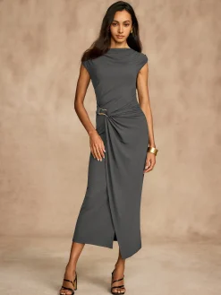 Pure Cotton Cap Sleeve Draped Dress