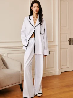 Pure Cotton Contrast Trim Cozy Pants