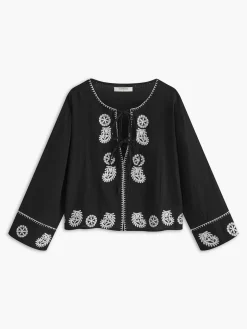 Pure Cotton Embroidery Tie Front Shirt