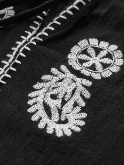Pure Cotton Embroidery Tie Front Shirt