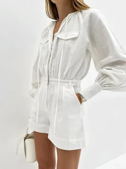 Pure Cotton Pocket Short Jumpsuit