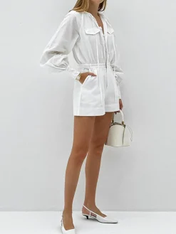 Pure Cotton Pocket Short Jumpsuit