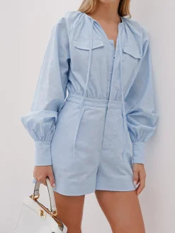 Pure Cotton Pocket Short Jumpsuit