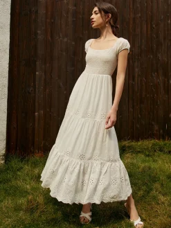 Pure Cotton Ruched Long Dress